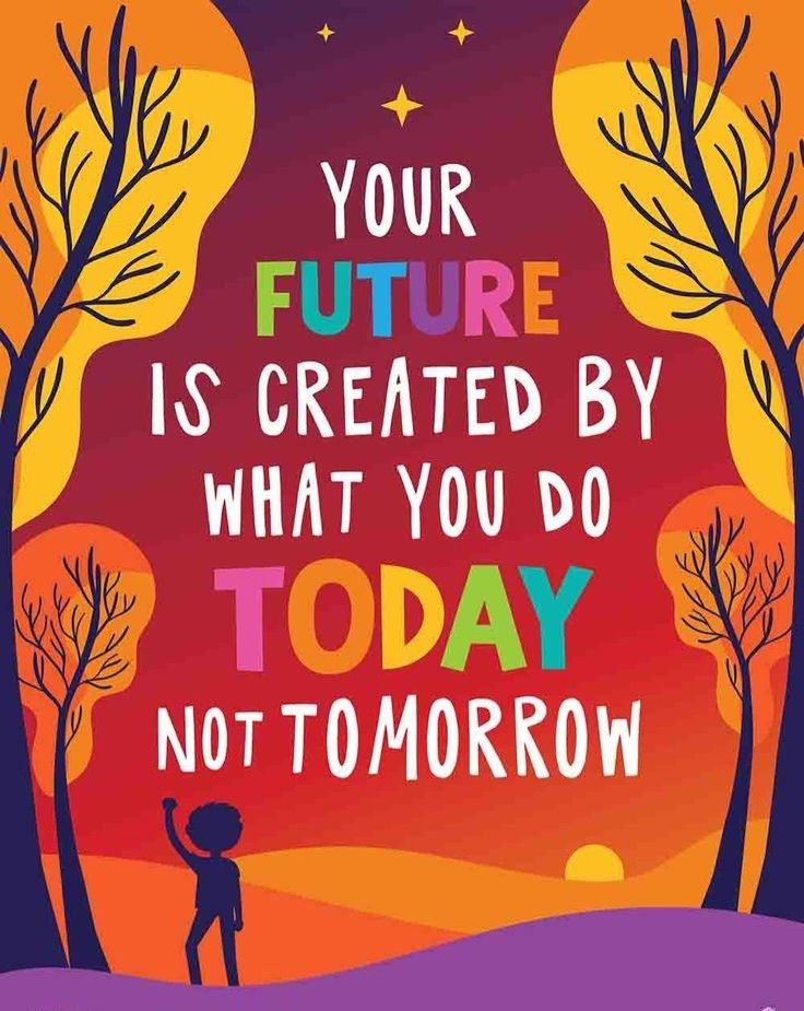 a poster with the words your future is created by what you do today not tomorrow