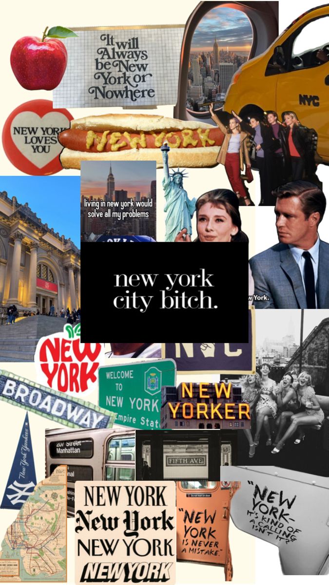 collage of new york city pictures and advertisements