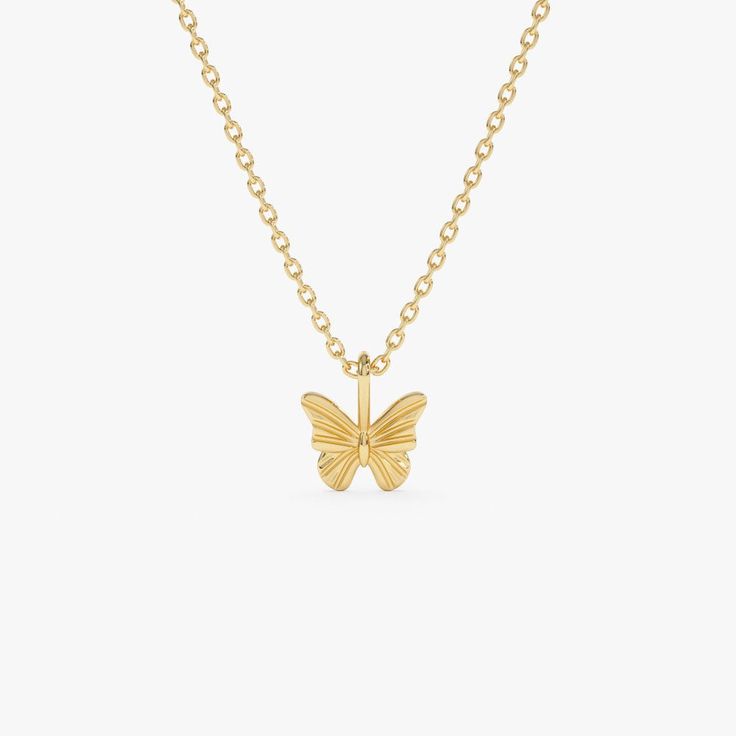 14k Gold Butterfly Charm Necklace / Dainty Minimalist Butterfly Necklace / Tiny Gold Butterfly Necklace e ▶ Details   * Made to Order * Gold KT: 14K Solid Gold (also available in 18K upon request) * Length with Bail: 8MM * Width: 7MM * Ready to Ship in 1-2 Business Days ▶ See more of our Gold Necklaces - http://etsy.me/2lUxj86   ▶ See our storefront here - http://etsy.me/2lUcVnH  ▶ All store sections here  Diamond Rings - http://etsy.me/2lwKUl8  * Diamond Earrings - http://etsy.me/2lyqVBP  * Diamond Necklace - http://etsy.me/2mqa6O1  * Diamond Bracelets - http://etsy.me/2mVrAB5  * Diamond Wedding Rings - https://etsy.me/3YbpVq2  * Gold Wedding Band - https://etsy.me/3X3uf9F  * Gold Necklaces - http://etsy.me/2lUxj86  * Gold Bracelets - http://etsy.me/2l9VKBr  * Gold Bangle - http://etsy.me Tiny Gold Pendant Necklace, 14k Yellow Gold Butterfly Pendant Necklace, 14k Yellow Gold Necklace With Butterfly Charm, Tiny Gold Plated Gold Necklaces, Everyday Pendant Necklace With Butterfly Charm, Dainty Sterling Silver Necklace In Yellow Gold, Yellow Gold Pendant Necklace With Butterfly Charm, 14k White Gold Butterfly Charm Necklace, 14k White Gold Necklace With Butterfly Charm