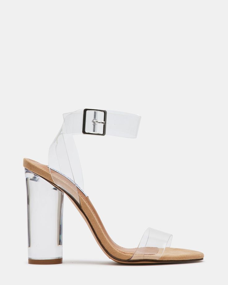 CLEARER CLEAR Modern Clear Heels With Clear Strap, Clear Heels With Transparent Straps And Block Heel, Modern Clear Platform Heels, Elegant Clear 4-inch Heels, Knee High Sock Boots, Clear Heels With 4-inch Ankle Strap, Chic Black Outfits, Butterfly Heels, Sandals Chunky