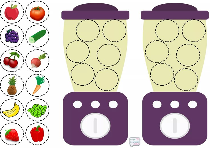 a blender cut out with fruits and vegetables