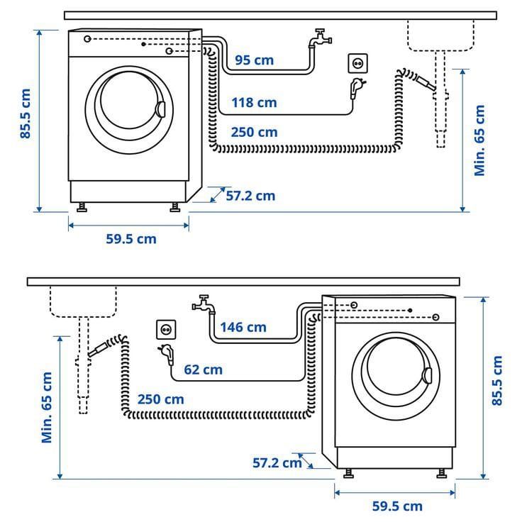 Washing Machine Dimensions, Washing Room, Ikea Tv, Bathroom Dimensions, Desain Pantry, Interior Design Guide, Dryer Machine, Kitchen Furniture Design, Bathroom Layout