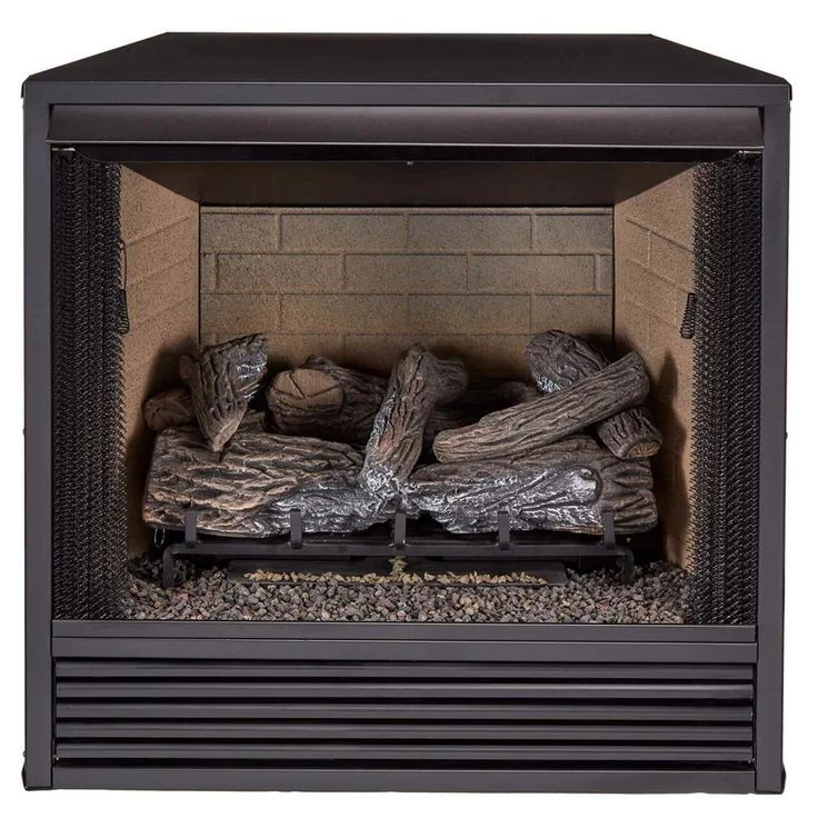 an open fire place with logs in it