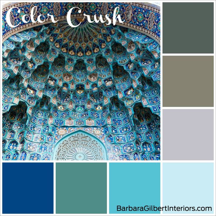 the color scheme is blue and grey with an intricate design on it's ceiling