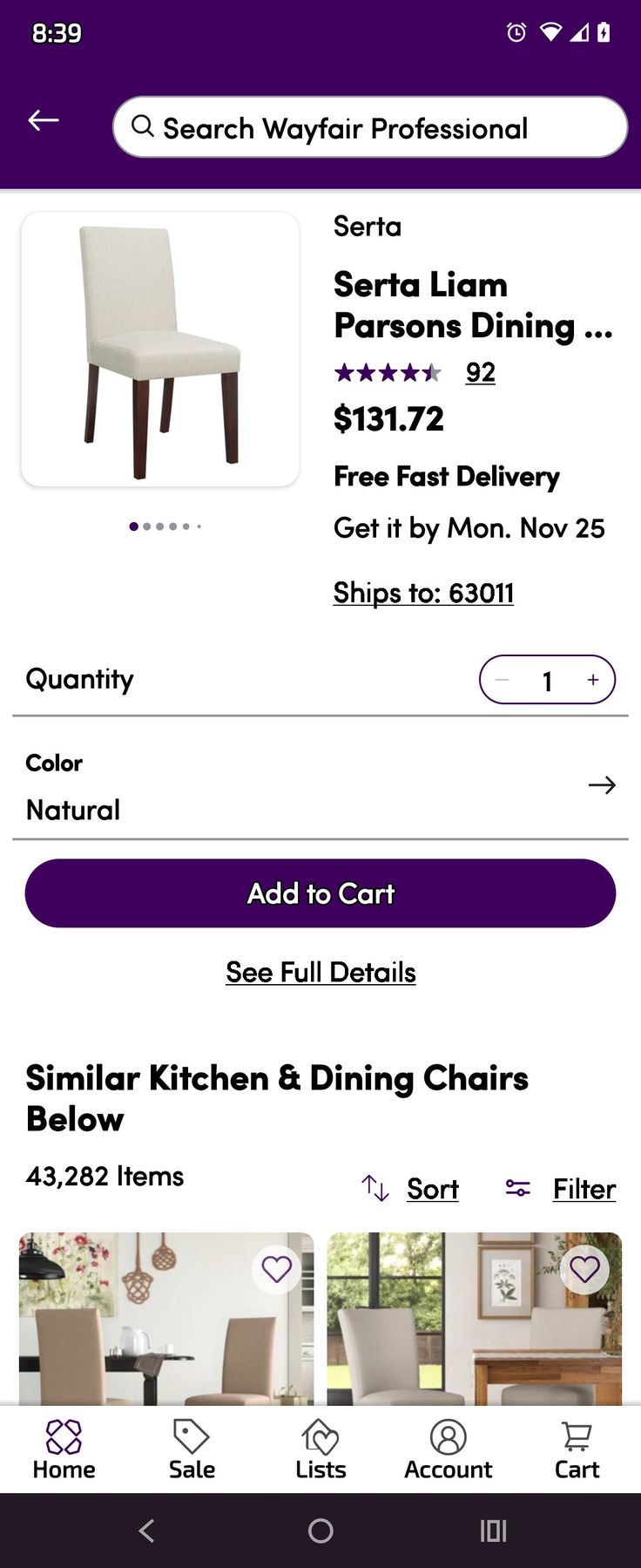 the furniture store's website is displayed on an iphone screen, and it appears to be for sale