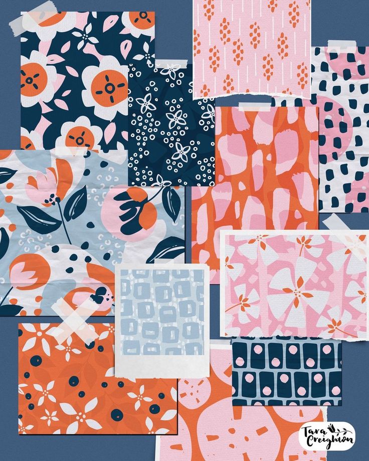 an assortment of different patterns and colors