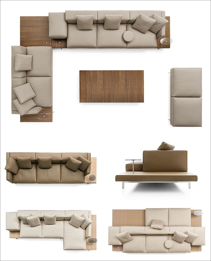 a collection of different couches and tables