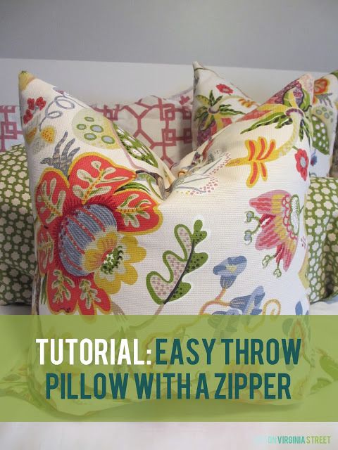 pillows with the text, how to sew an easy throw pillow with a zipper