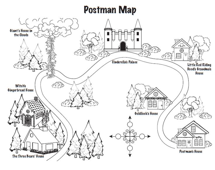 a map showing the location of postman's house and its surrounding area, with information about it