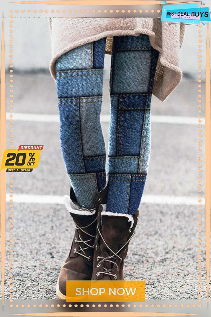 Boot Pants Autumn Fashion Denim Print Slim Fit Skinny Women's Trousers Denim Blue Patchwork Jeans, Winter Patchwork Straight Leg Bottoms, Mid-rise Denim Blue Winter Bottoms, Mid-rise Denim Blue Bottoms For Winter, Winter Mid-rise Denim Blue Bottoms, High Waist Medium Wash Bottoms For Winter, Non-stretch Denim Blue Patchwork Bottoms, Non-stretch Denim Patchwork Pants, Non-stretch Patchwork Denim Pants