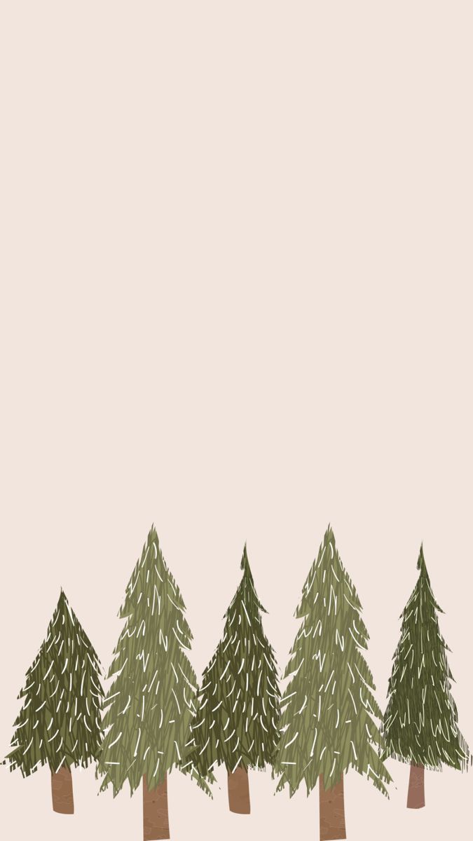 a row of pine trees in front of a beige background