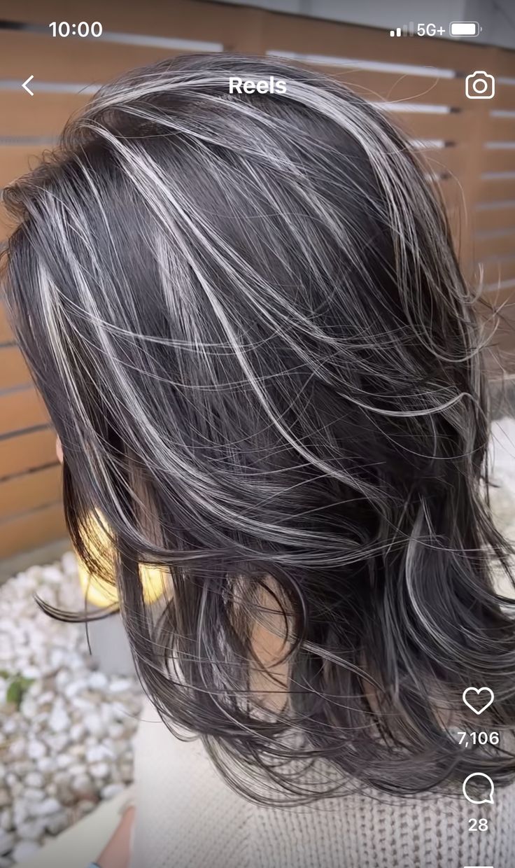 Blond Cenușiu, For Brunettes Highlights, Rambut Brunette, Summer Hair Highlights For Brunettes, Highlights Summer, Grey Hair Transformation, Brunettes Highlights, Grey Hair Inspiration, Highlights For Brunettes