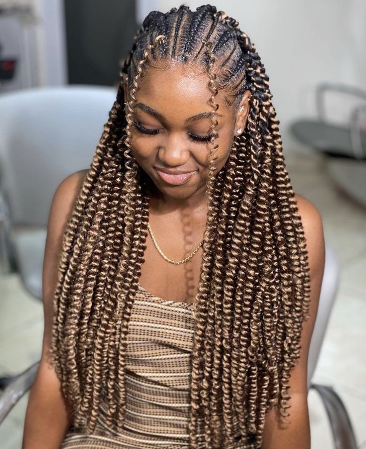 Half Cornrow Half Passion Twist, Cornrow Passion Twists Braids, Passion Cornrow Braids, Cornrow With Passion Twist Hair, Passion Twist Cornrows, Passion Twists Conrow, Passion Twist Fulani Braids, Cornrow With Crochet Hairstyles, Passion Twist With Cornrows