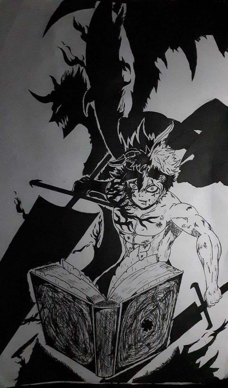 Asta Black Clover Drawing, Black Clover Tattoo, Animation Drawing Sketches, Asta Black Clover, Clover Tattoos, Manga Tattoo, Naruto Sketch Drawing, Animal Illustration Art, Cocoppa Wallpaper