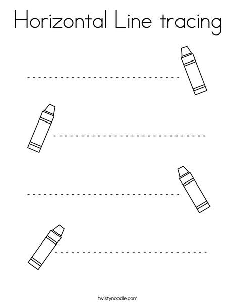 the horizontal line drawing worksheet for children to learn how to draw and color