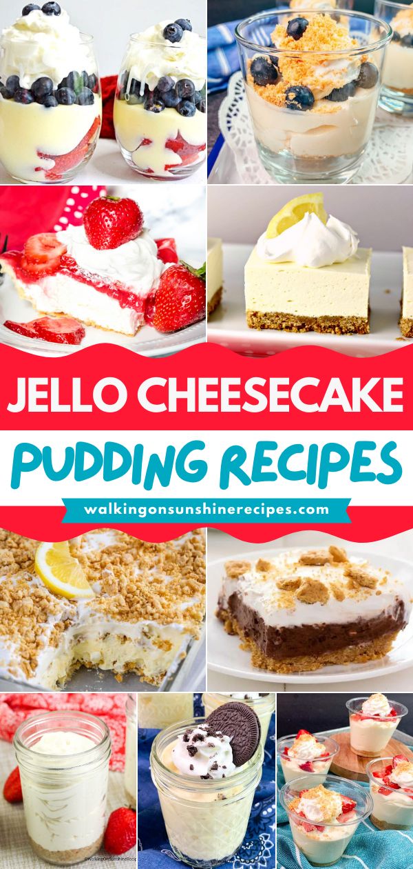 Calling all Jello Cheesecake Pudding lovers! You don't want to miss out on these simple sweet treats in the flavors of lemon, berry, chocolate, Oreo, peppermint, and more. Plus, most of these easy dessert recipes are no-bake! Easy Christmas Jello Desserts, Easy Desserts With Jello Pudding, Walking Cheesecake Dessert, Jello Deserts Recipes, Cheesecake Pudding Dessert Recipes, Zero Sugar Cheesecake Jello Recipes, Jello Cheesecake Pudding Recipes Cool Whip, Cheesecake Jello Dessert, Recipes With Jello Cheesecake Pudding