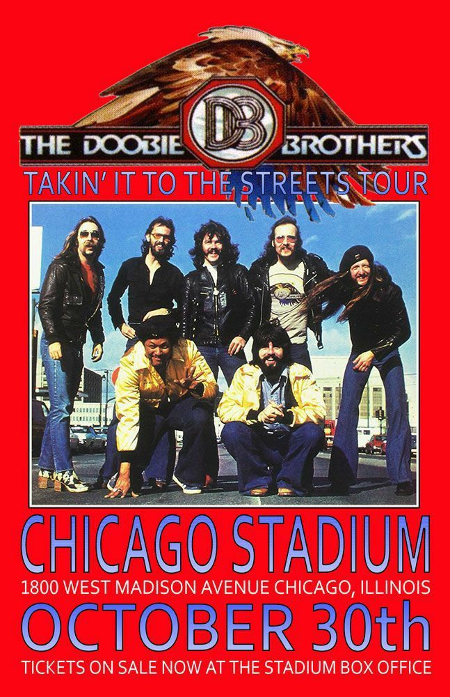 the doobie brothers concert poster for chicago stadium on october 30th, 1970 in chicago, illinois