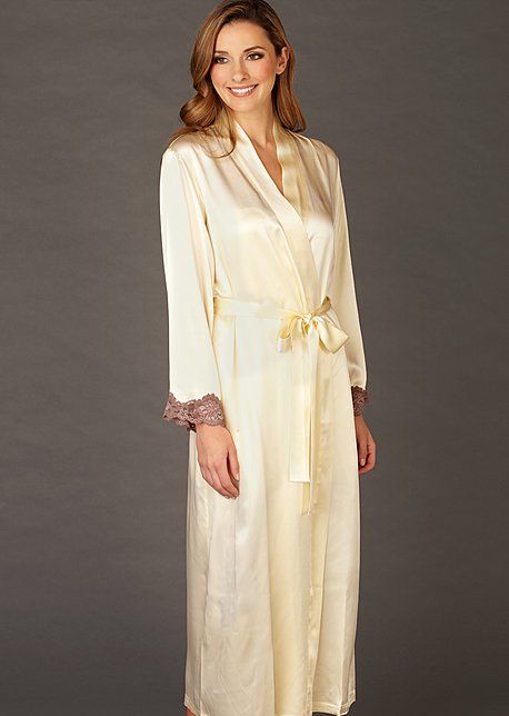 Indulgence Silk Robe Elegant Silk Robe For Loungewear, Elegant Silk Sleepwear For Wedding Night, Elegant Wrap Sleepwear, Elegant Wedding Night Sleepwear With Satin Trim, Elegant Sleepwear With Satin Trim For Wedding Night, Elegant Silk Robe For Wedding Night, Elegant Silk Sleepwear With Satin Trim, Elegant Long Sleeve Cream Sleepwear, Elegant Cream Sleepwear