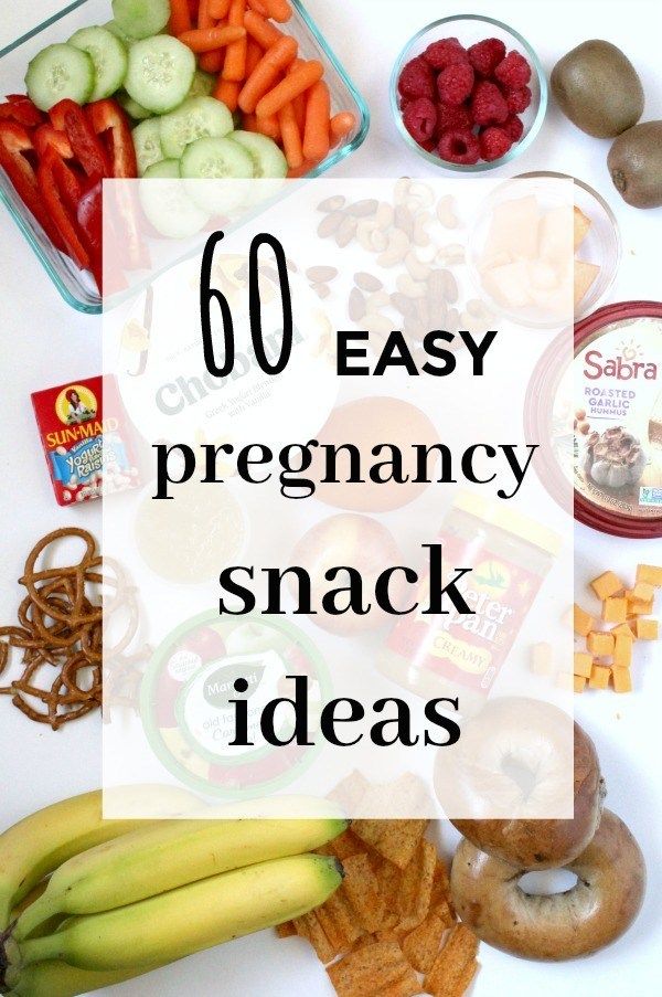 the words, 50 easy pregancy snack ideas are in front of some fruit and vegetables