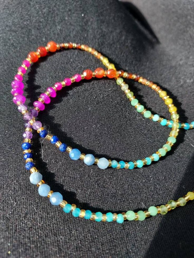 Rainbow Gemstone Beaded Choker Necklace - Etsy Neckmess Ideas, Choker Necklace Handmade, Necklace Stack, Rainbow Gemstones, Brass Charms, Beaded Choker Necklace, Glass Rings, Beaded Choker, Handmade Necklace