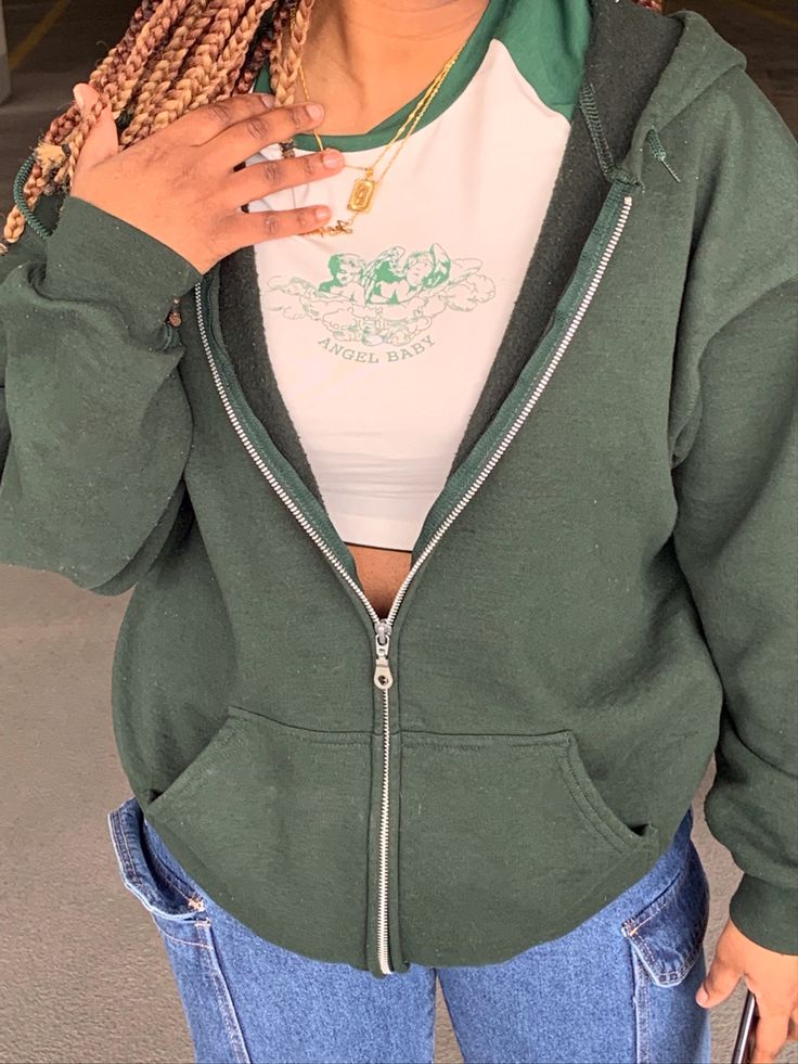 Light Green Zip Up Hoodie, Green Zip Up Jacket Outfit, Light Green Zip Up Hoodie Outfit, Green Zip Up, Green Zip Up Hoodie Outfit, Zipper Jacket Outfit, Thrifted Pieces, Zip Up Sweaters, Champion Zip Up Hoodie