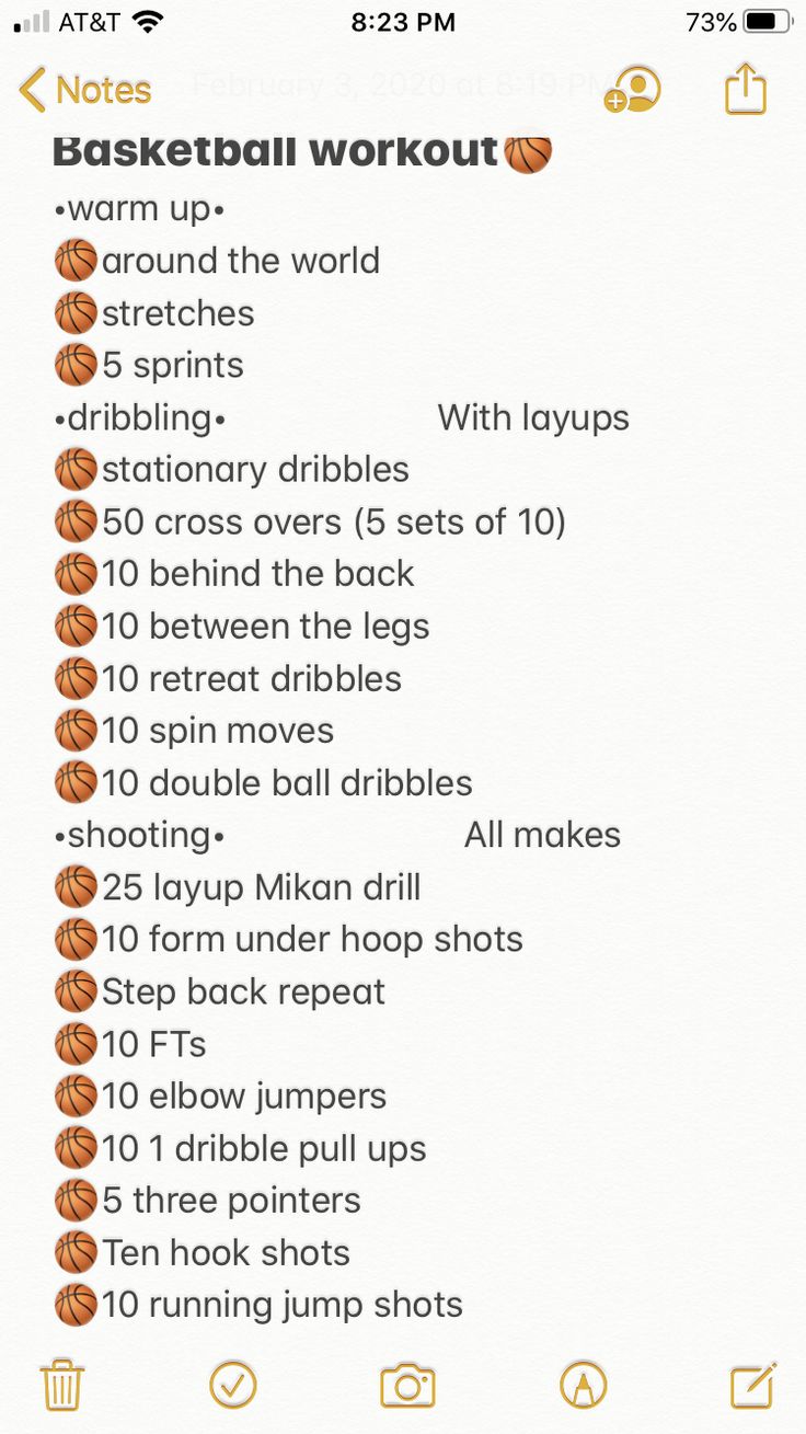 the basketball workout list is displayed on an iphone screen, with instructions to do it