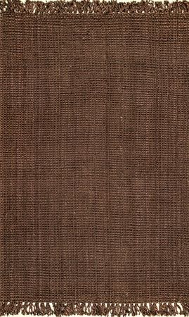 a brown area rug with fringes on the edges and an off - white background