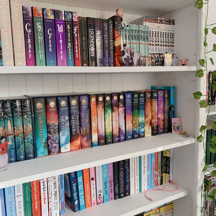 a book shelf filled with lots of books