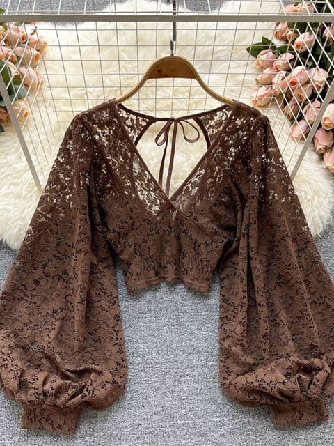 Upgrade your summer wardrobe with our Women Black/White/Brown Sexy Lace Blouse. The elegant and stylish design features a delicate lace pattern that adds a touch of glamour to any outfit. The comfortable and breathable fabric ensures you stay cool and confident all day long. The versatile color options make it perfect for any occasion, whether it's a night out or a day at the office. Available in a range of sizes to suit any style. Order now and make sure you have this must-have addition to your Women Lace Blouse, Mode Hippie, Lace Blouse Long Sleeve, Estilo Hippie, Earthy Outfits, Puff Long Sleeves, Mode Inspiration, Dream Clothes, Looks Vintage