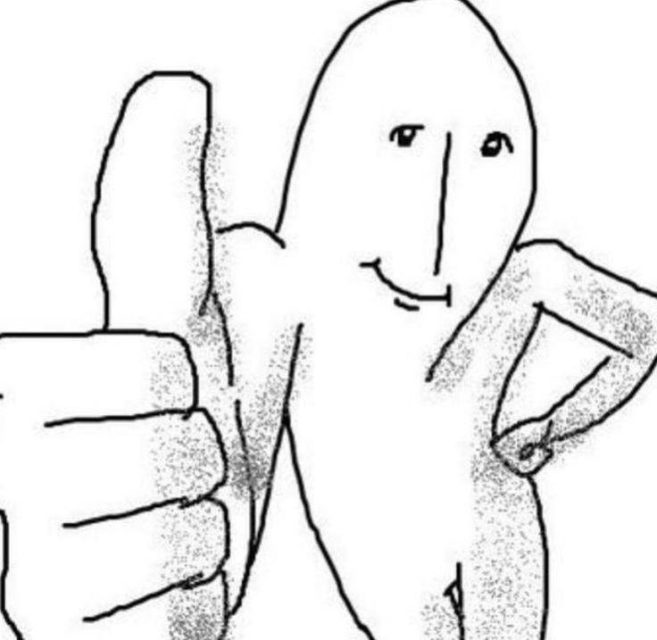 a drawing of a person giving the thumbs up sign with his hand and thumb down