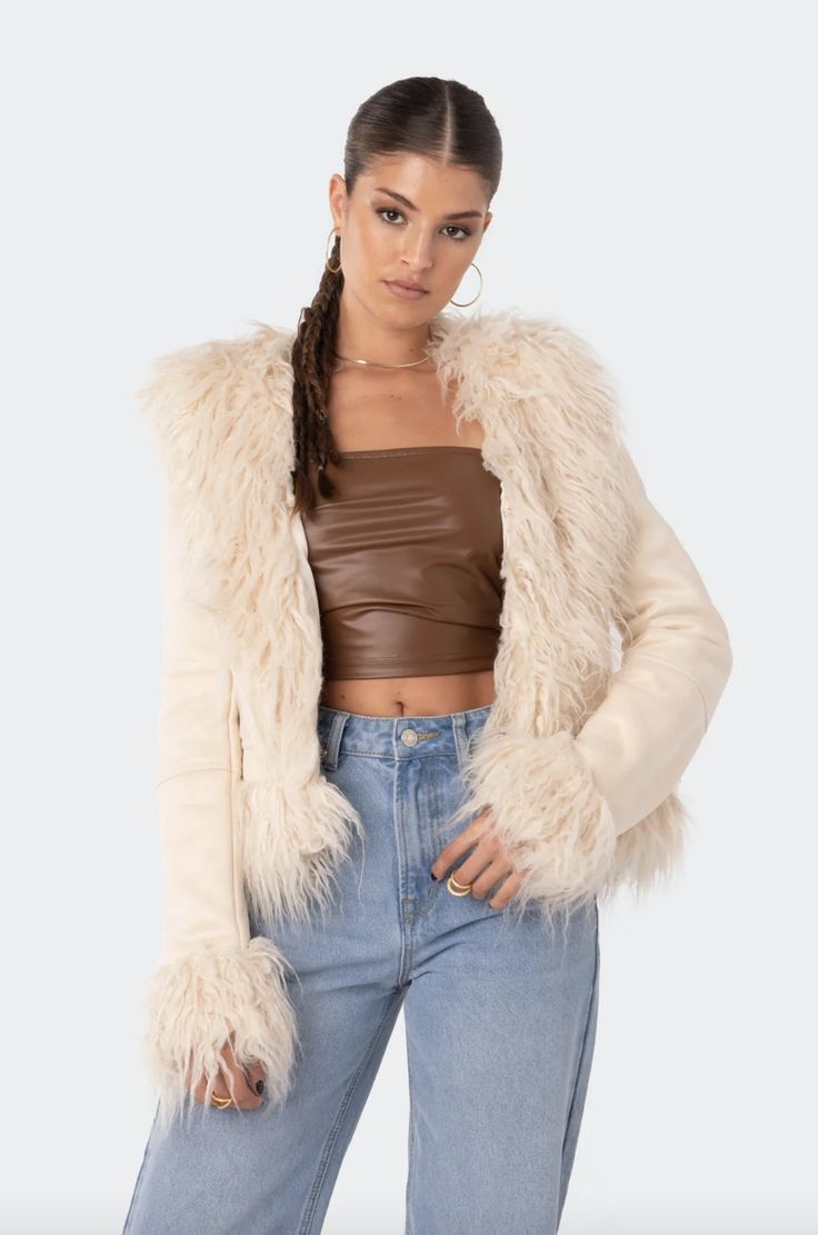 Fur Trim Jacket, Faux Fur Trim Coat, Exaggerated Collar, Fall Forward, Fur Trim Coat, Trim Jacket, Suede Coat, Penny Lane, White Faux Fur