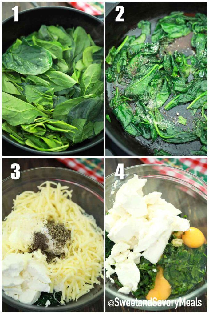 steps to make spinach and cheese in a skillet