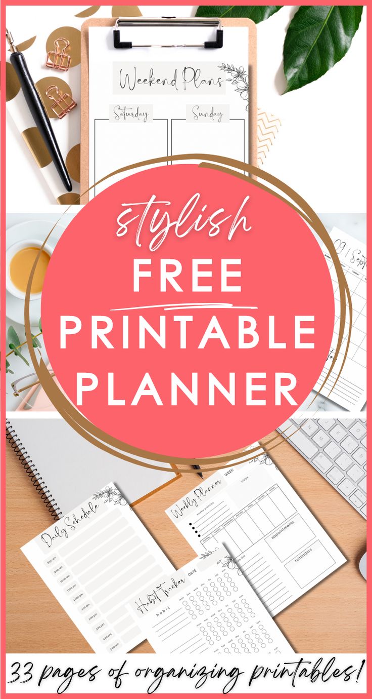 the free printable planner with text overlay