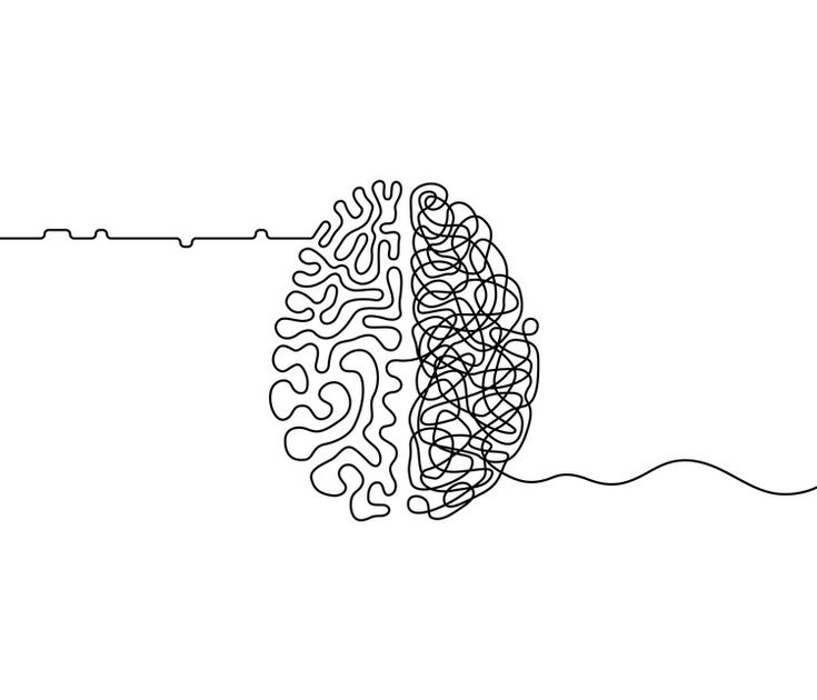 a black and white drawing of a human brain in the shape of a rectangle