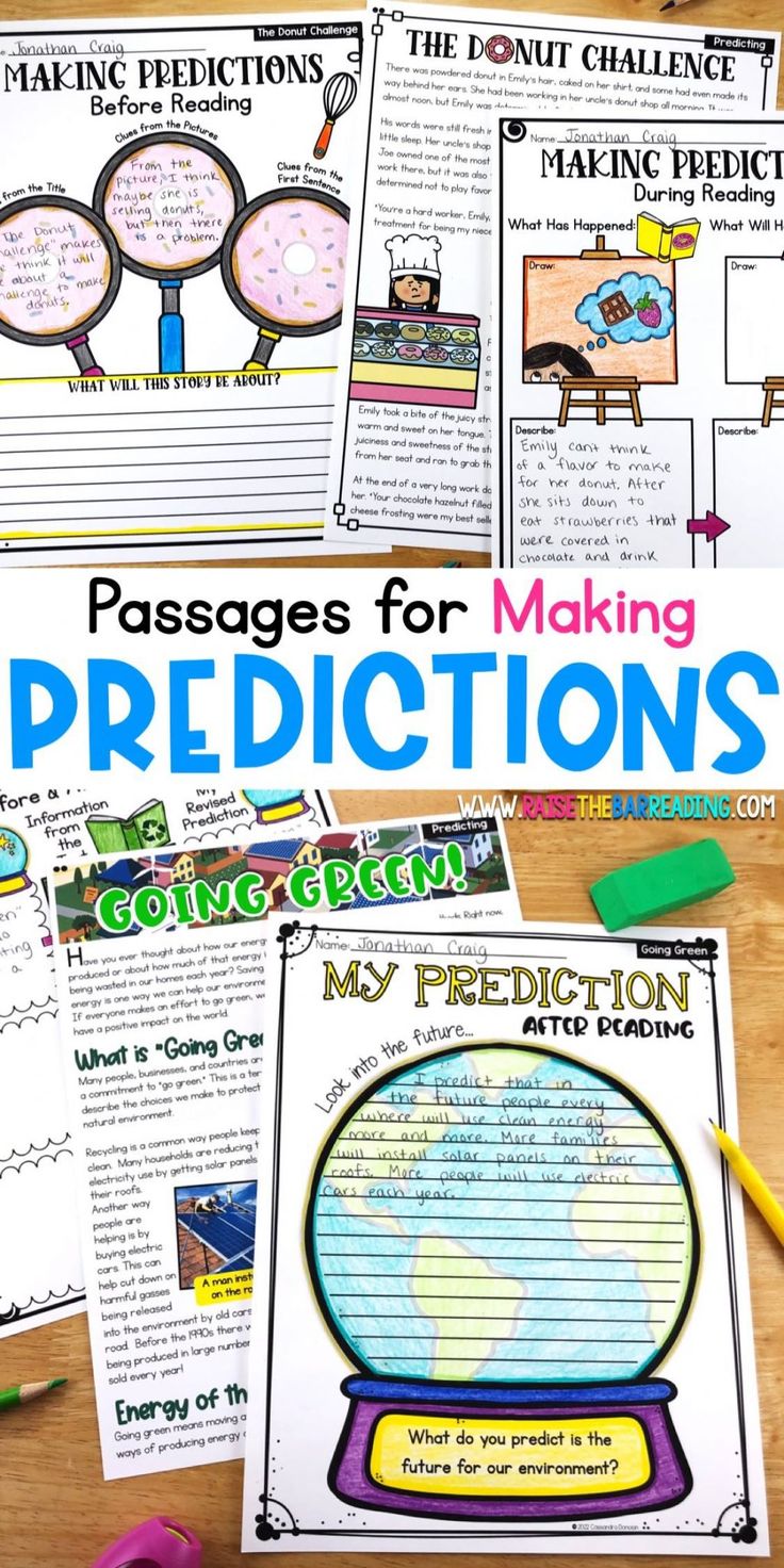 four posters with the words, passagess for making predicateions and an image of a