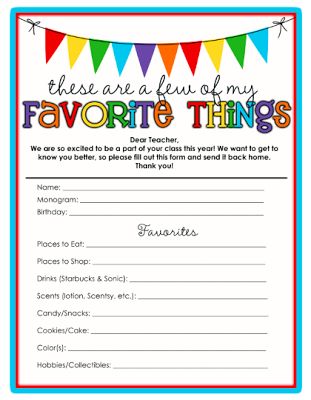 this is a fun printable for favorite things