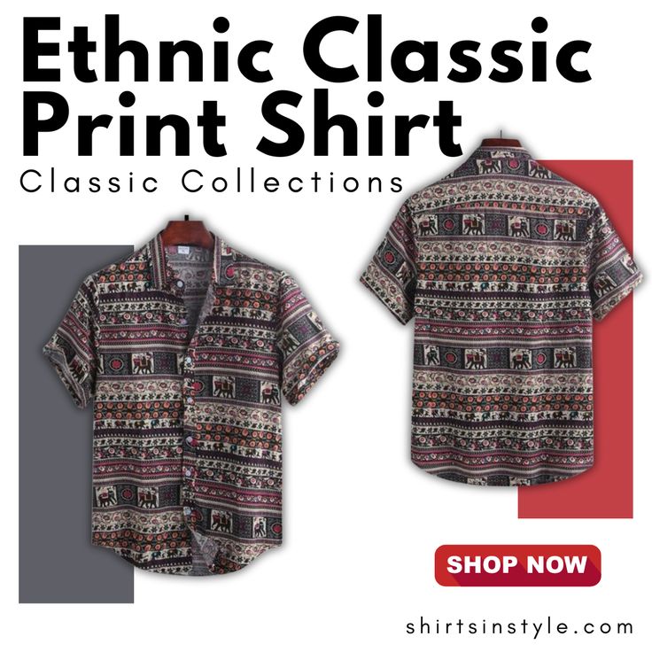 Elevate your style with our Ethnic Classic Print Shirt from Shirts in Style! 🌸👔 This shirt combines timeless elegance with a touch of cultural flair. The intricate ethnic print adds a unique and captivating design to this classic shirt, making it a perfect choice for both formal and casual occasions. Crafted with high-quality fabric, it offers a comfortable fit and exceptional durability. Traditional Relaxed Fit Cotton Shirt, Classic Patterned Tops For Summer, Classic Patterned Summer Tops, Classic Summer Printed Shirt, Traditional Fit Cotton Summer Tops, Traditional Fit Cotton Tops For Summer, Casual Traditional Fit Shirt For Summer, Traditional Fit Cotton Shirt For Summer, Classic Cotton Tops For Vacation