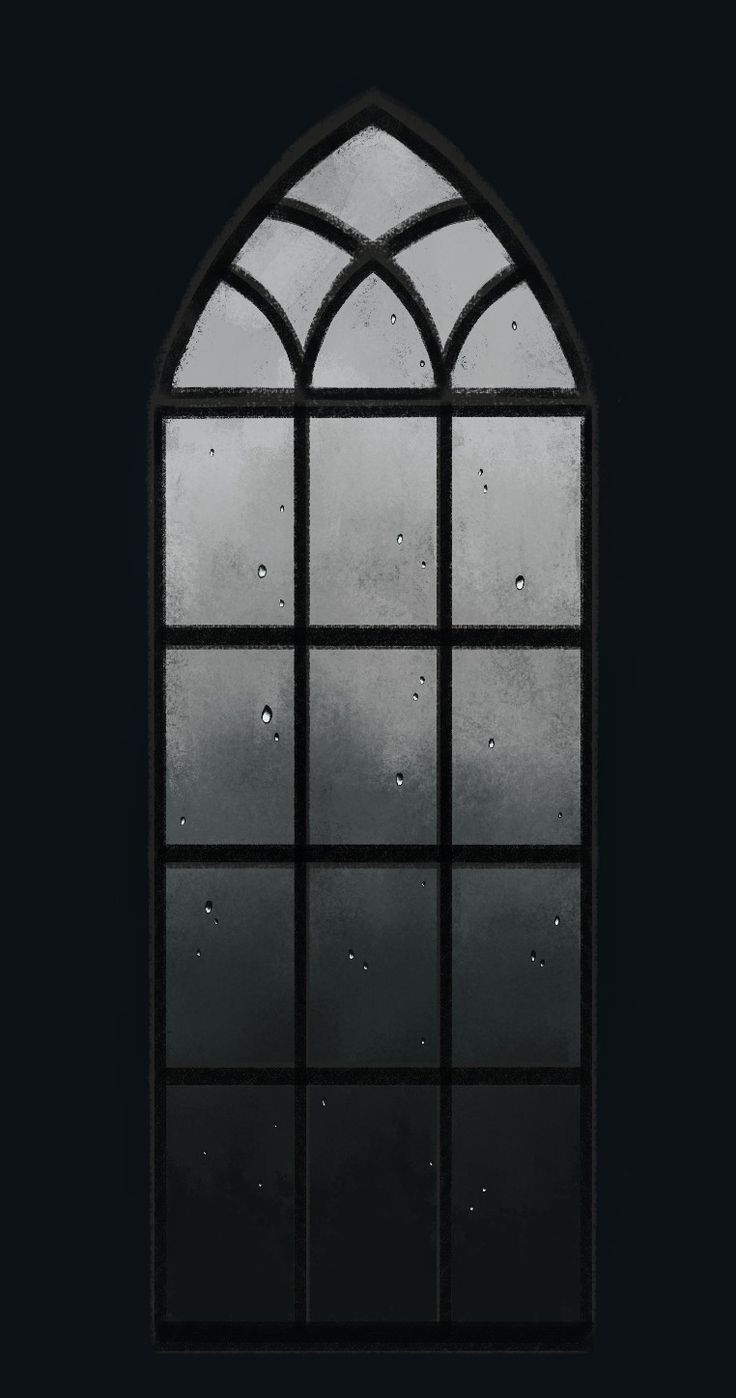 an image of a black and white window with raindrops on the windowsill