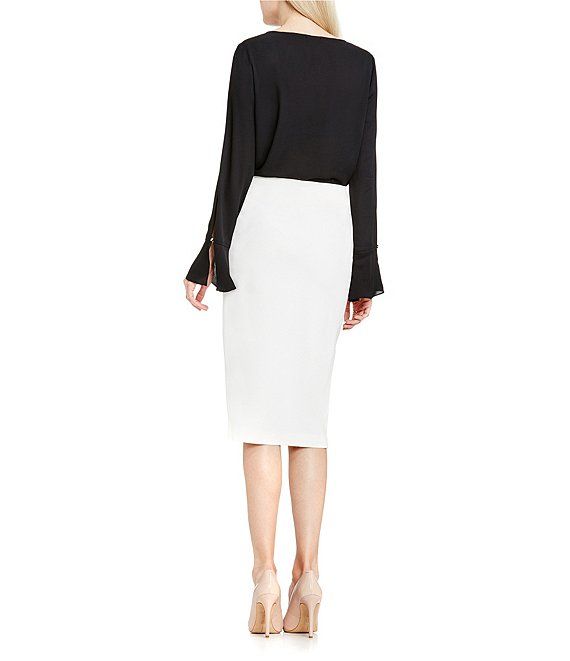 Vince Camuto Ponte Pencil Midi Skirt | Dillard's Sleek Pencil Skirt For Spring Night Out, Sleek Pencil Mini Skirt For Spring, Sleek Stretch Skirt For Spring, Spring Pencil Mini Skirt In Elastane, Spring Elastane Pencil Mini Skirt, Sleek Spring Pencil Skirt, Midi Length, Spring Office Skirt Made Of Elastane, Sleek Spring Formal Pencil Skirt, Elastane Pencil Skirt For Night Out