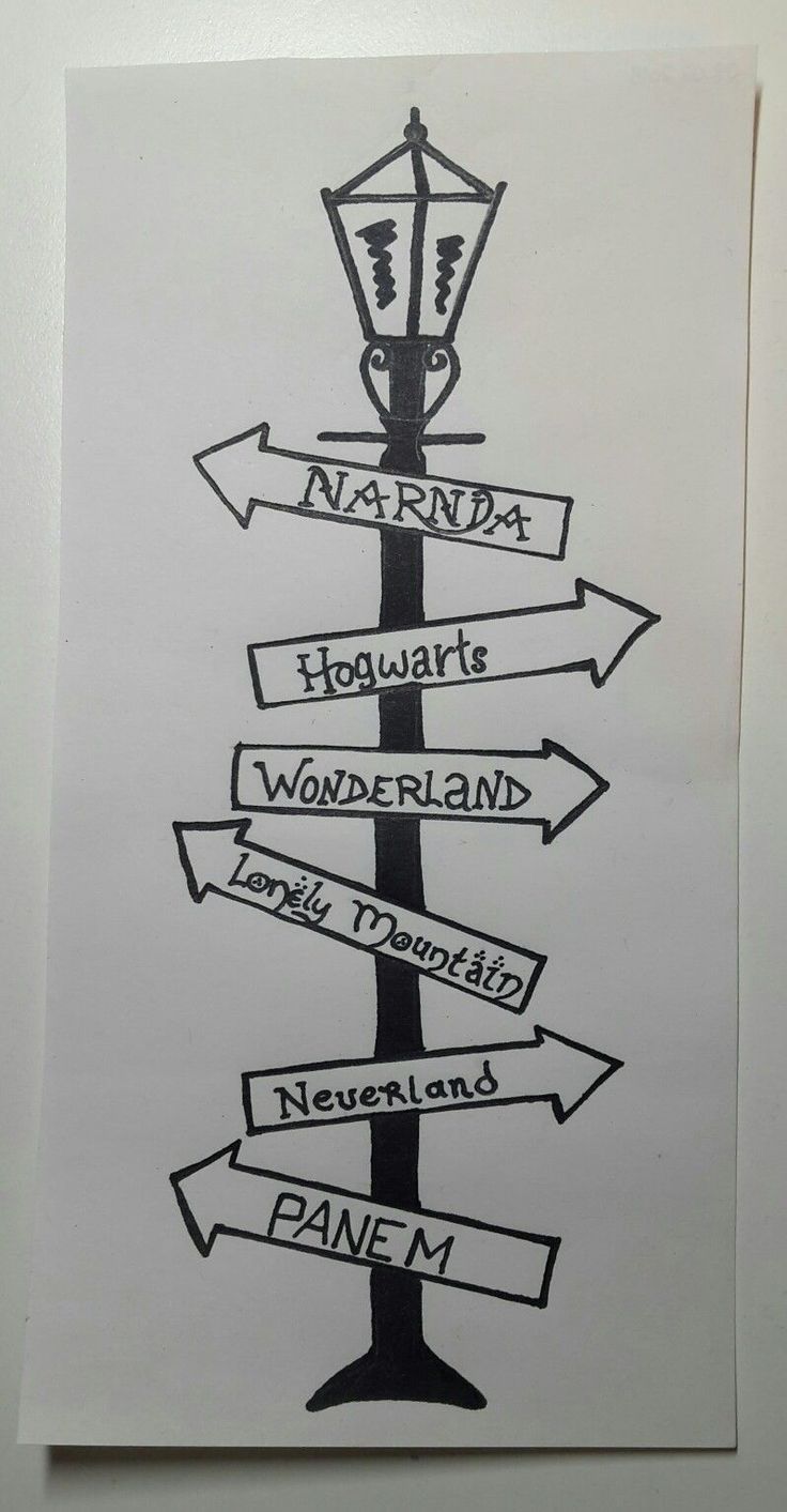 a drawing of a street sign with many arrows pointing in different directions and the words narnda on it