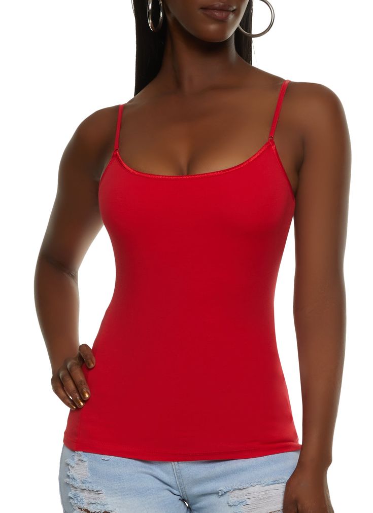 Ambiance, Sleeveless, Scoop Neck, Cami, Adjustable Strap(s), Solid, Shelf Bra , Item Number 7201054261003 Red Tops With Built-in Bra And Tank Straps, Red Tank Top With Spaghetti Straps And Built-in Bra, Red Tank Top With Built-in Bra, Red Spaghetti Strap Tank Top With Built-in Bra, Red Tank Top With Built-in Bra And Spaghetti Straps, Red Sleeveless Camisole With Adjustable Straps, Red Stretch Tank Top With Spaghetti Straps, Red Stretch Camisole Tank Top, Red Sleeveless Camisole With Built-in Bra