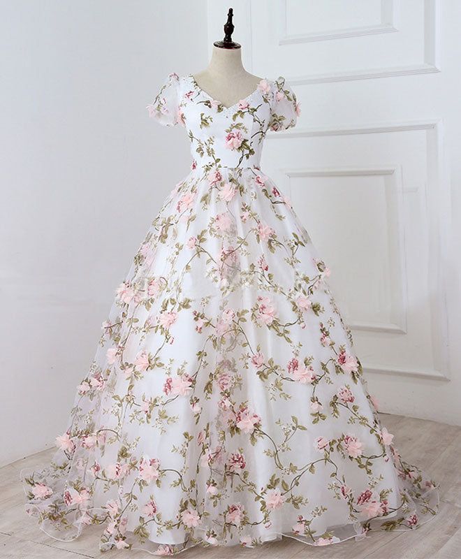 White Prom Dress Long, Pink 3d, Floral Prom Dresses, White Evening Dress, Tulle Evening Dress, Prom Dresses For Teens, فستان سهرة, Custom Size Dresses, Dresses 2020