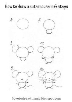 how to draw a cute mouse in 6 steps step by step drawing instructions for kids