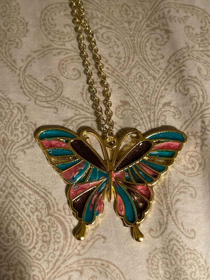 Multicolored butterfly pendant Charm Necklaces, Butterfly Pendant, Dream Jewelry, Beauty Book, Charm Necklace, Accessory Gift, Charms, Jewelry Necklaces, Necklaces