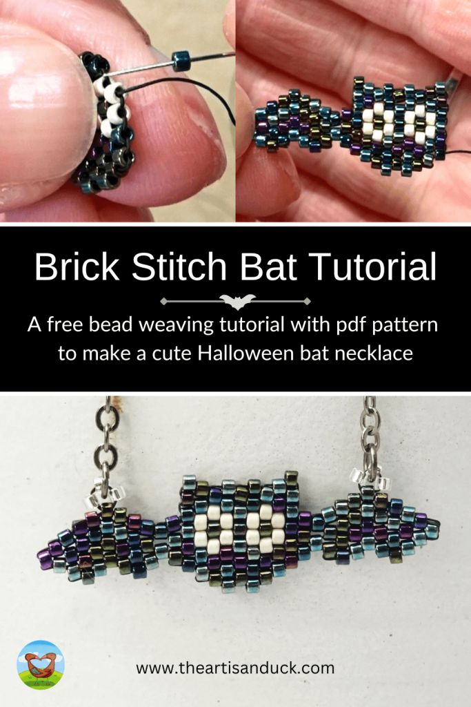 the instructions for how to make a brick stitch bat necklace