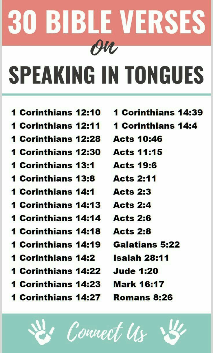 a poster with the words 30 bible verses on speaking in tongues, and an image of