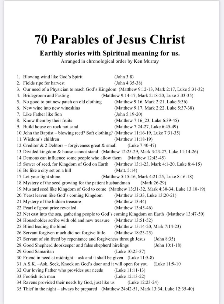 the text on top of a page that says 70 parables of jesus christ, earth, stories with spiritual meaning for us