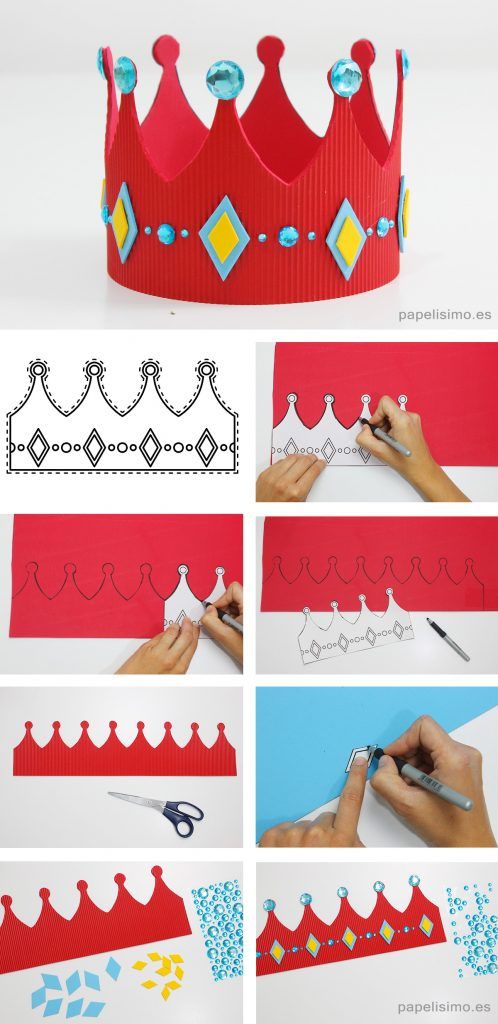 how to make a crown out of paper with scissors and glue on the bottom part