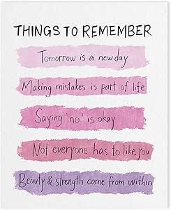 a pink and purple poster with the words things to remember