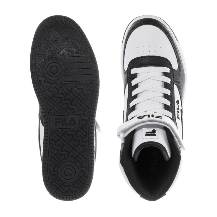 Upgrade your look with a standout classic sneaker. The FILA A High shoes feature a pebbled leatherette upper with stitched overlays to create a streamlined look. Perforations on the toecap add airflow where you need it most, and the textile lining is soft and comfortable. An adjustable closure strap at the front allows for a custom fit. Lace-up high-top with an adjustable closure strap. Durable synthetic leather upper. Perforated toe cap adds breathability. Embroidered logo detailing throughout. Streetwear Low-top Basketball Shoes With Rubber Heel Cap, Synthetic High-top Sneakers With Contrast Sole For Streetwear, High-top Synthetic Sneakers With Contrast Sole For Streetwear, Streetwear High-top Sneakers With Contrast Sole, Urban White Sneakers With Rubber Heel Cap, White Urban Sneakers With Rubber Heel Cap, Classic High-top Sneakers With Studded Outsoles, Synthetic High-top Sneakers With Perforated Toe Box For Streetwear, Modern High-top Skate Shoes With Perforated Toe Box